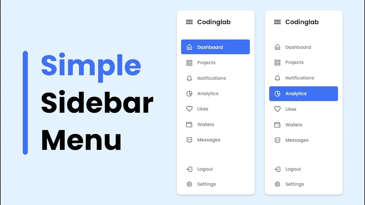 Responsive Sidebar Menu In HTML, CSS, And JavaScript