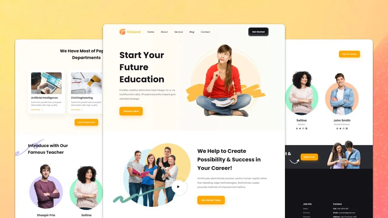 Build A Responsive Education Landing Page Using HTML, CSS & JavaScript