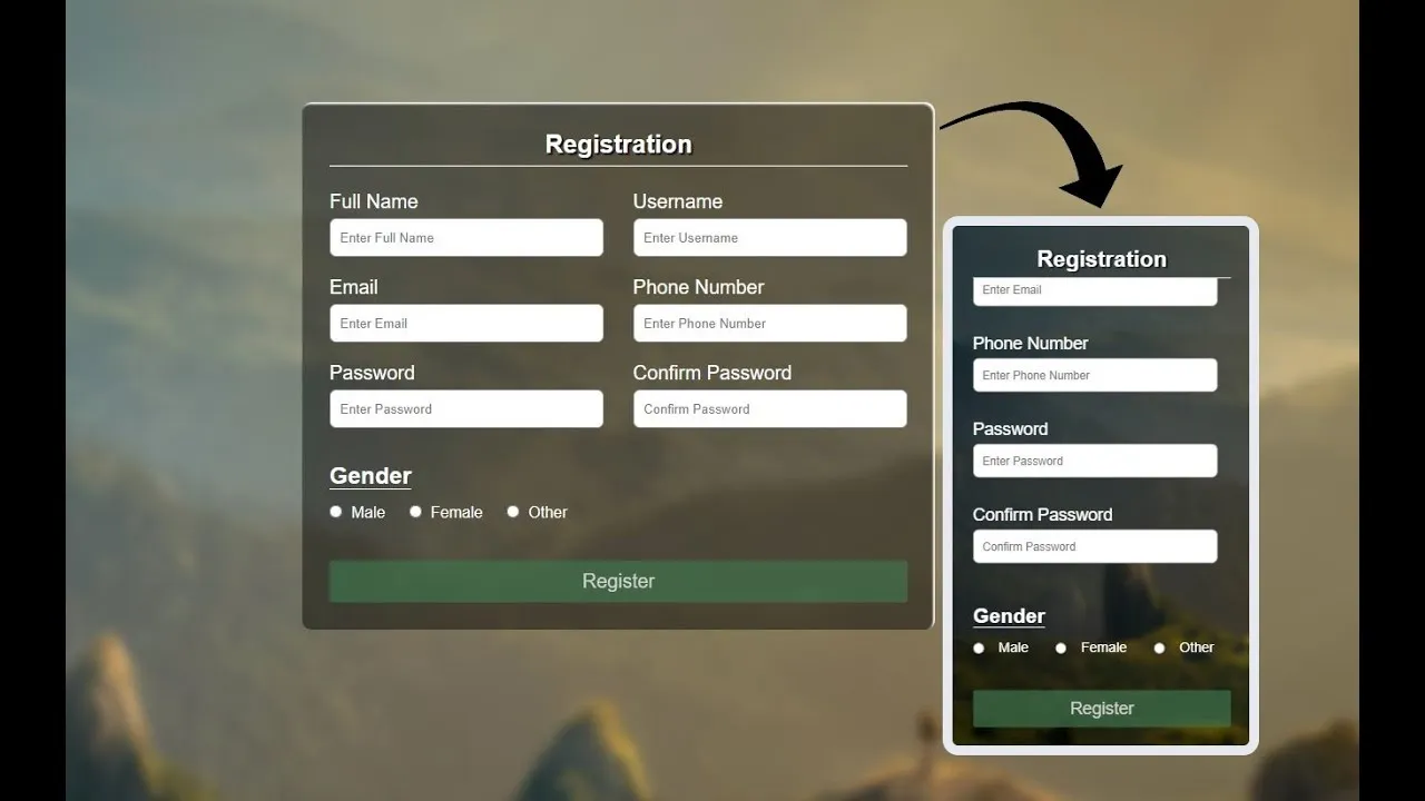 Responsive Registration Form in HTML and CSS with Source Code