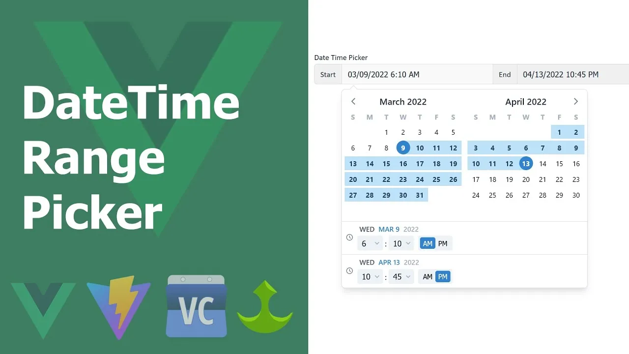 Vue 3 Date Time and Range Picker with VCalendar