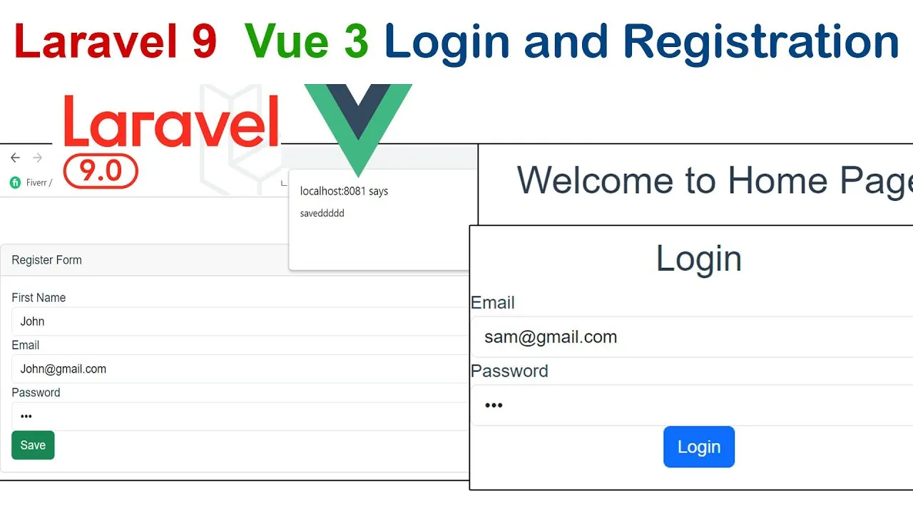 Laravel 9 and Vue 3 Login Registration Form with Restful API