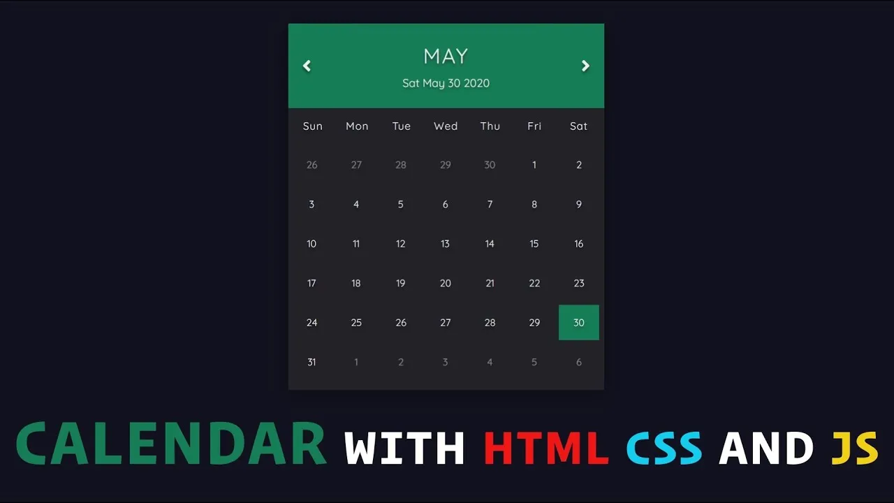 How To Build Calendar Using HTML, CSS, And JavaScript