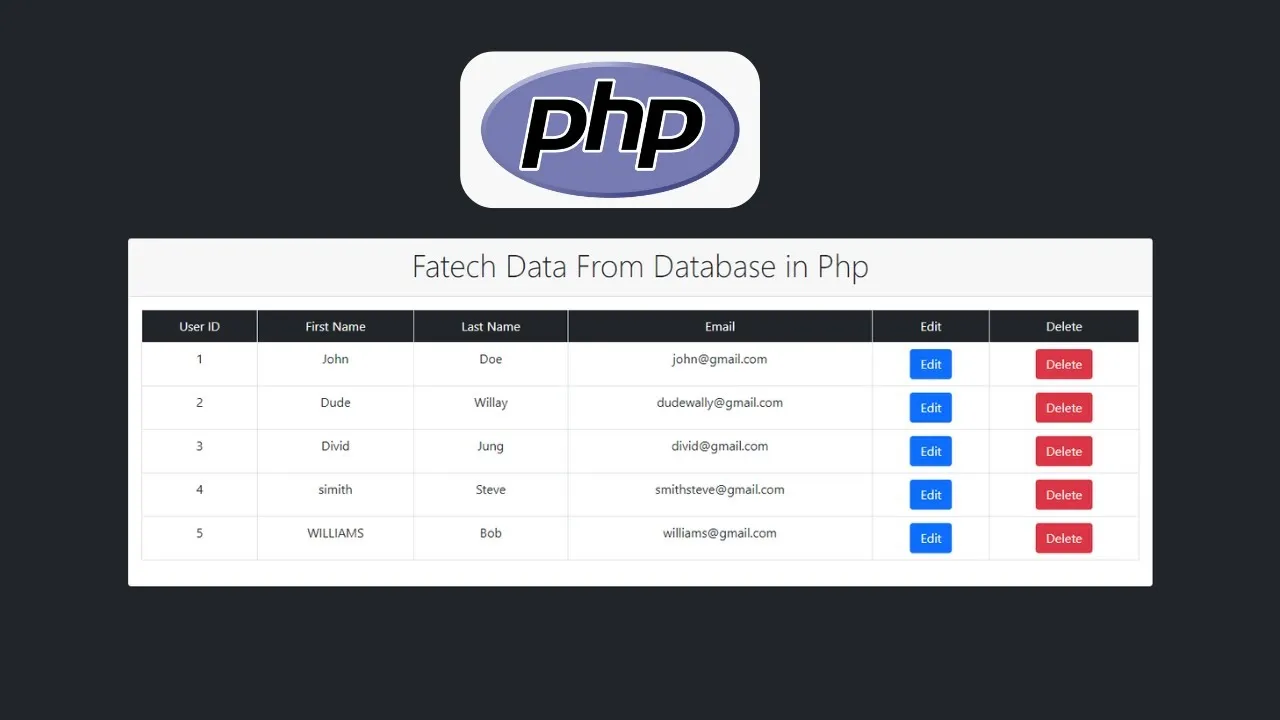 Fetch Data From Database And Display In Html Tables With Php 0199