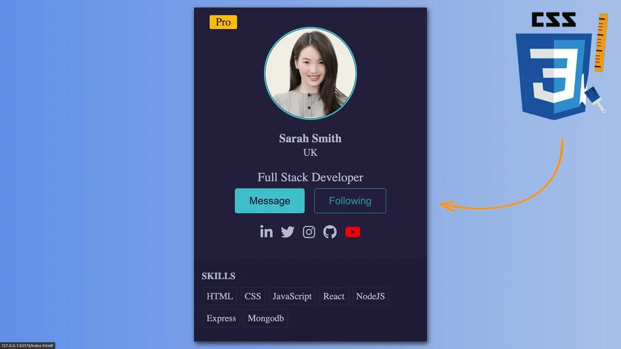 Create a Modern Profile Card in HTML & CSS