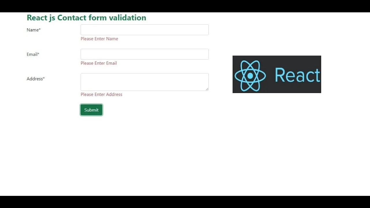 ReactJS Contact Form Validation