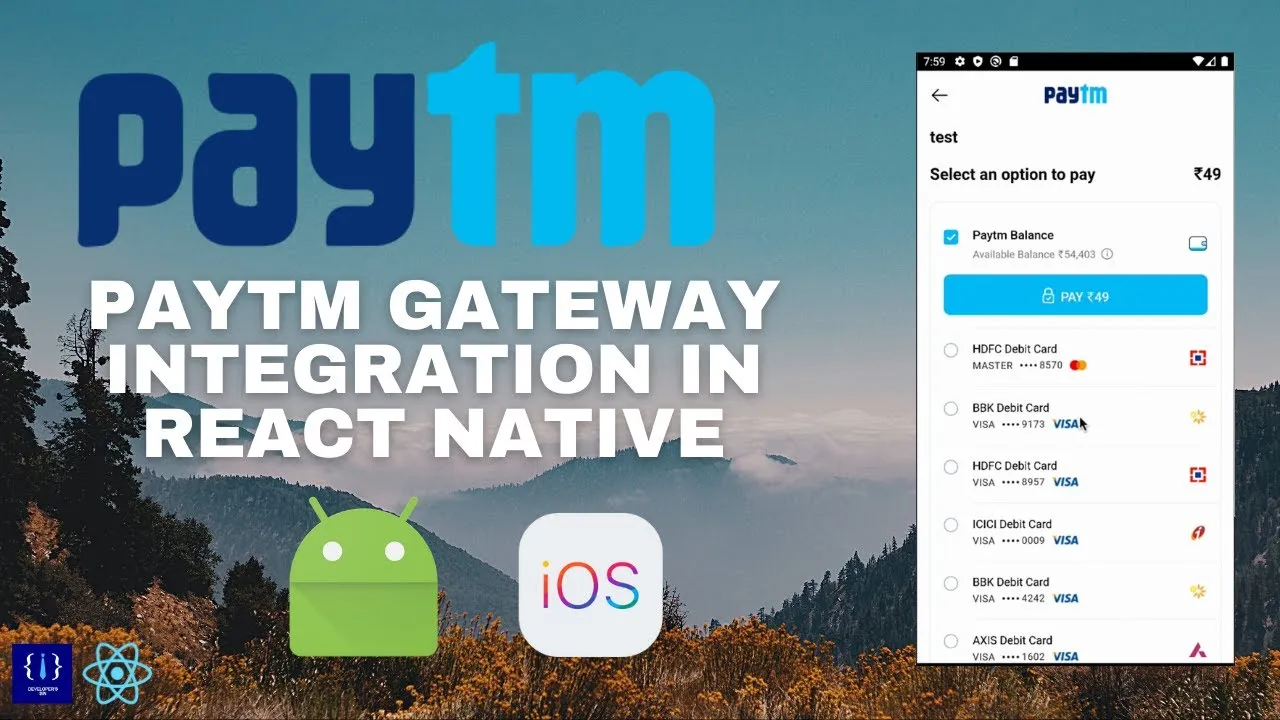 How to integrate Paytm payment gateway in React Native