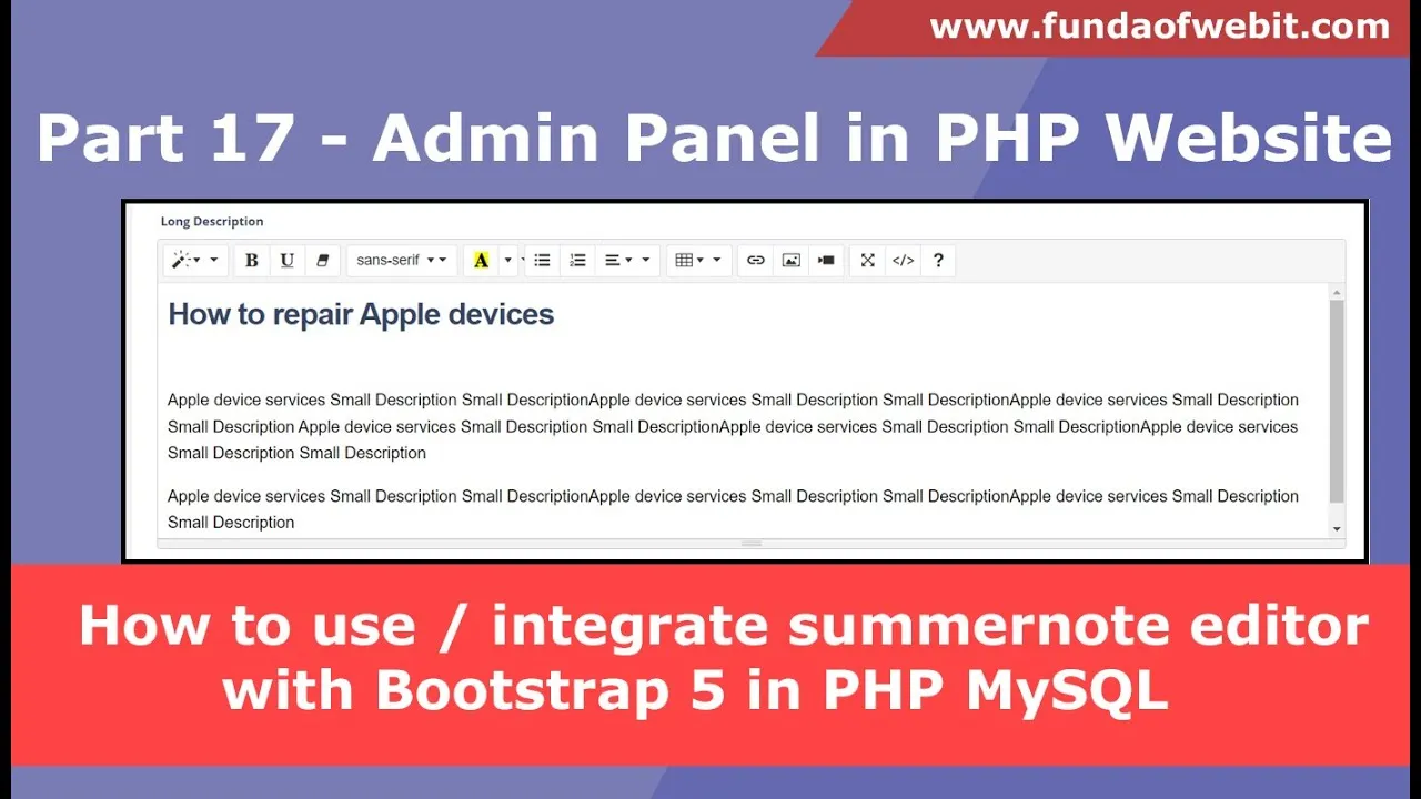 The Ultimate Guide To Integrating The Summernote Editor With PHP MySQL