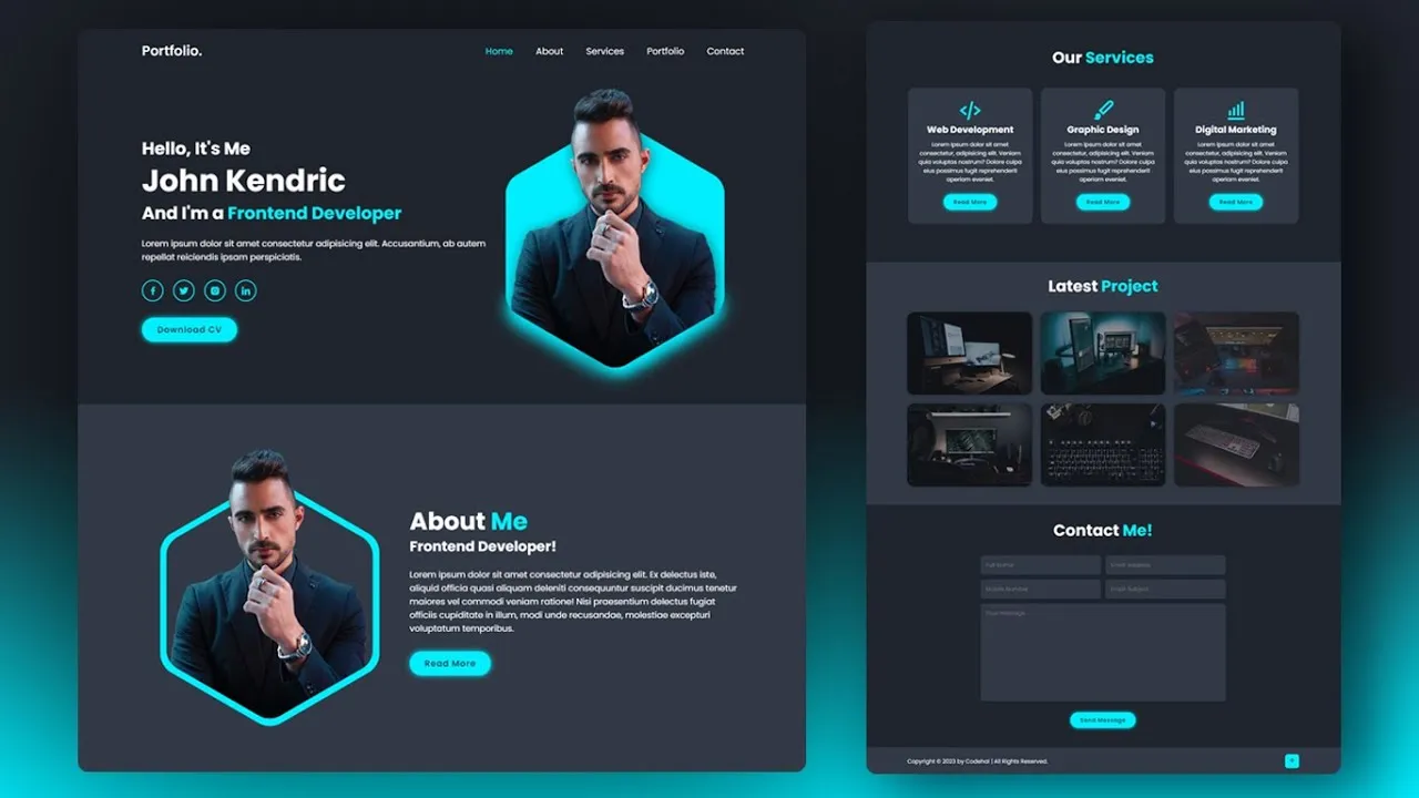 Responsive Personal Portfolio Website Using HTML CSS And Javascript