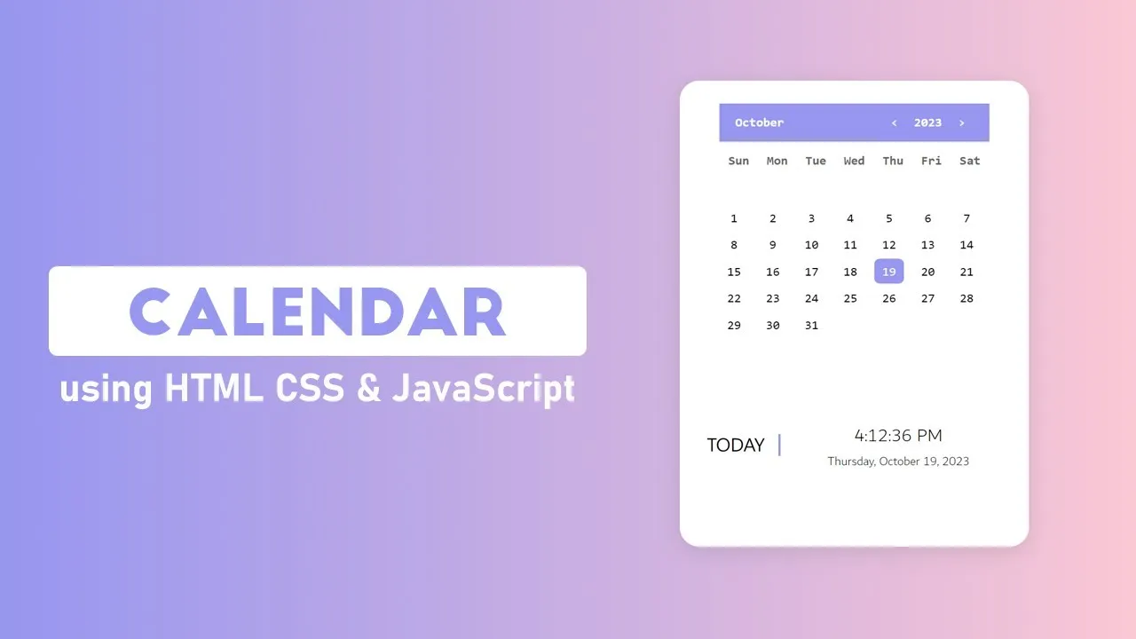 Build a Beautiful and Functional Calendar with HTML, CSS, & JavaScript