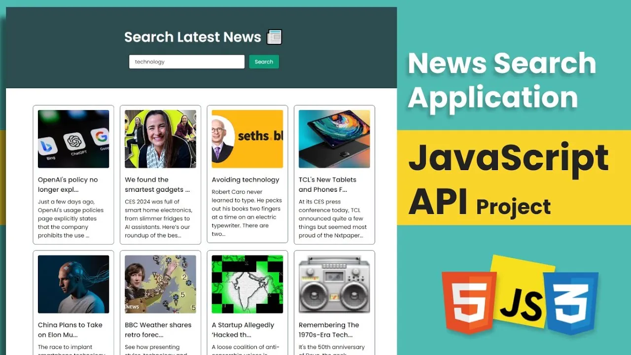 News Search App With JavaScript API | JavaScript Project