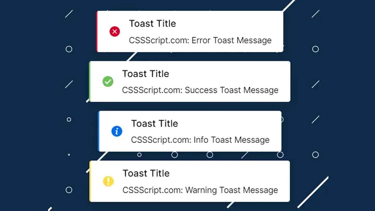 Pure Javascript Toast Alert Message