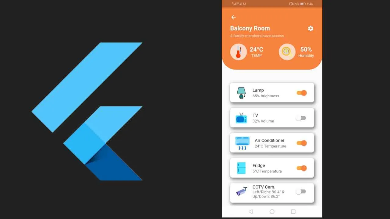 Smart Home Application UI using Flutter