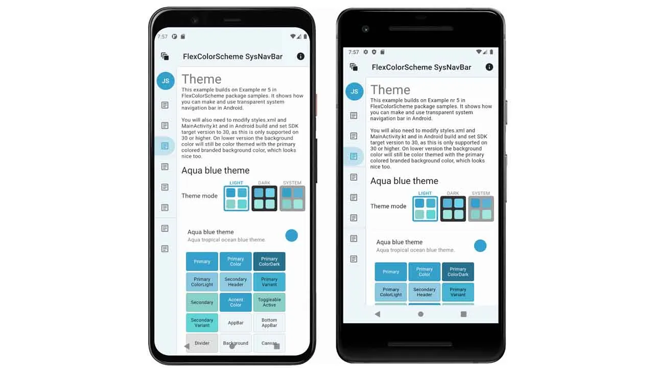 Transparent Android System Navigation Bar with Flutter and FlexColorScheme