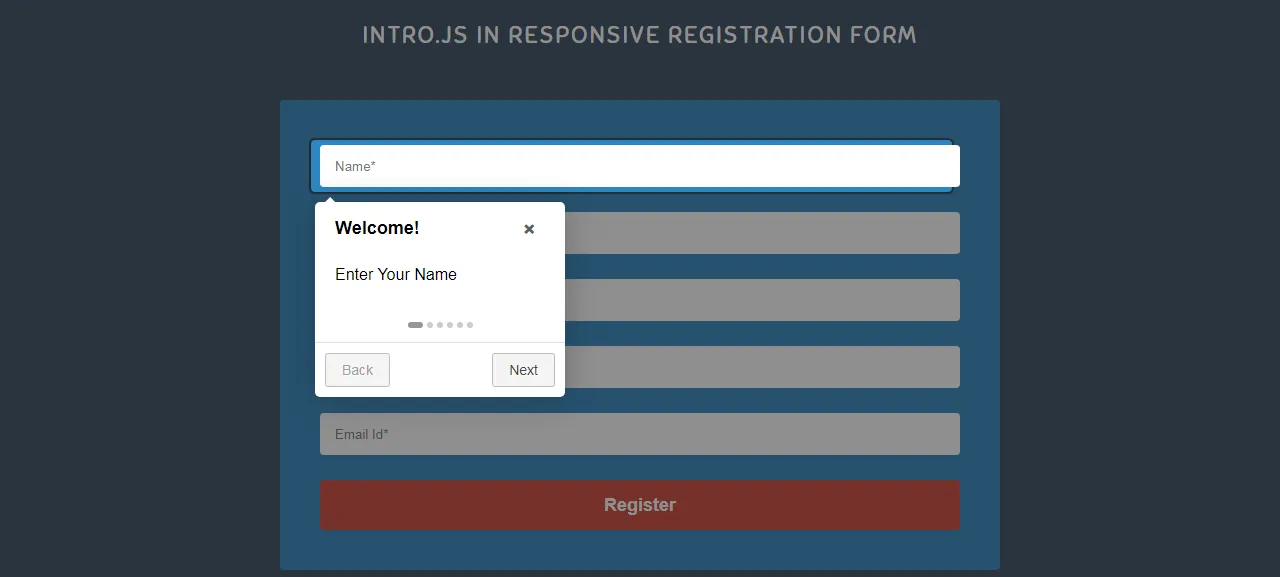 Intro.js In Responsive Registration Form