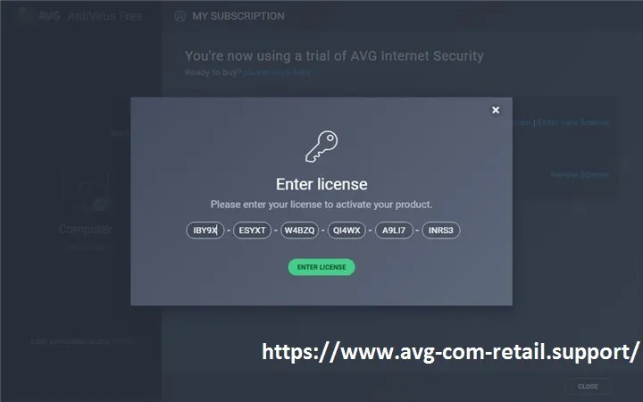 Where to enter an activation code to Download & install AVG? - www.avg.com/retail