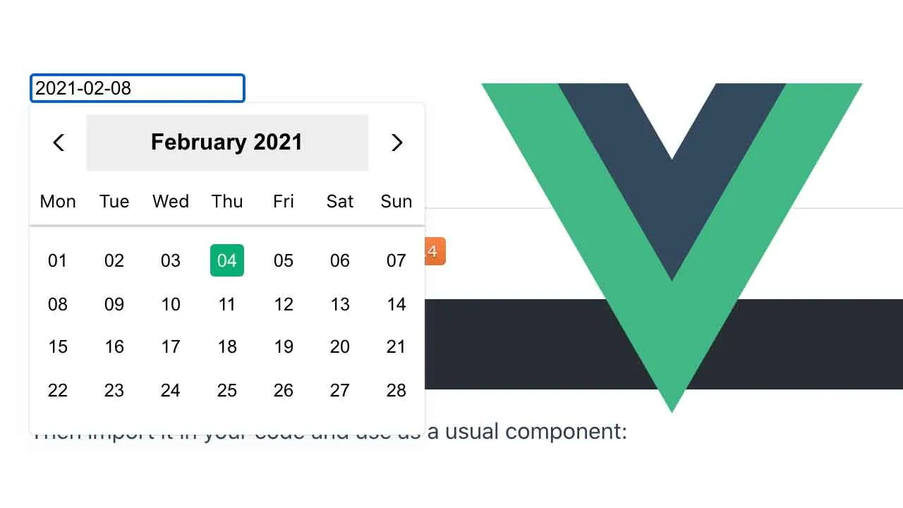 Simple Datepicker Component for Vue 3