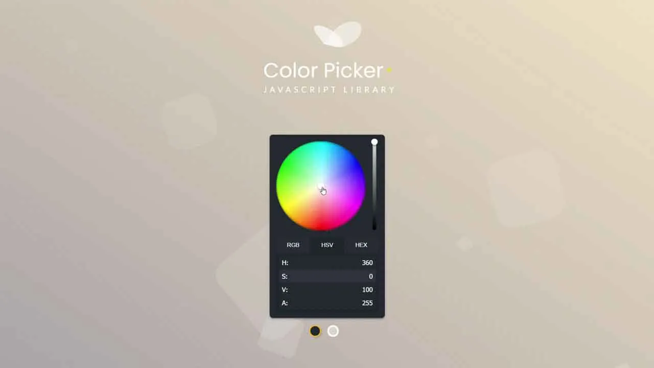 Flat RGB/HEX/HSV Color Picker in JavaScript