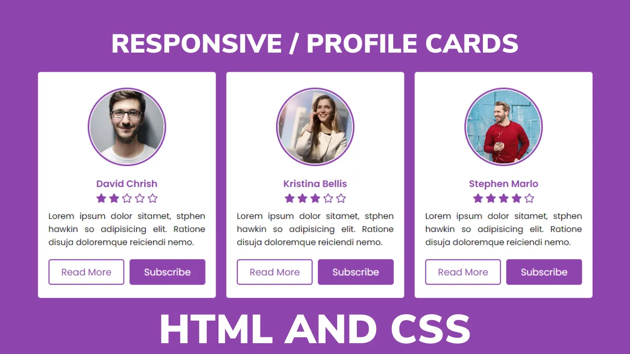 Responsive Profile Cards using HTML & CSS Only