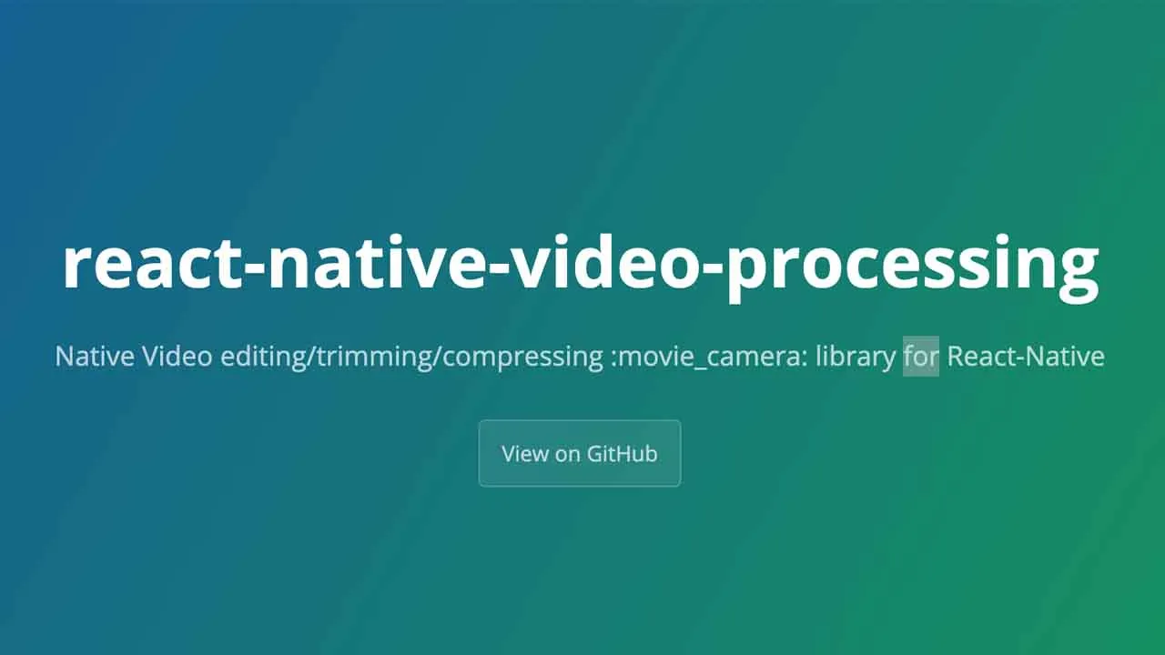 Native Video Editing/trimming/compressing Library for React-Native