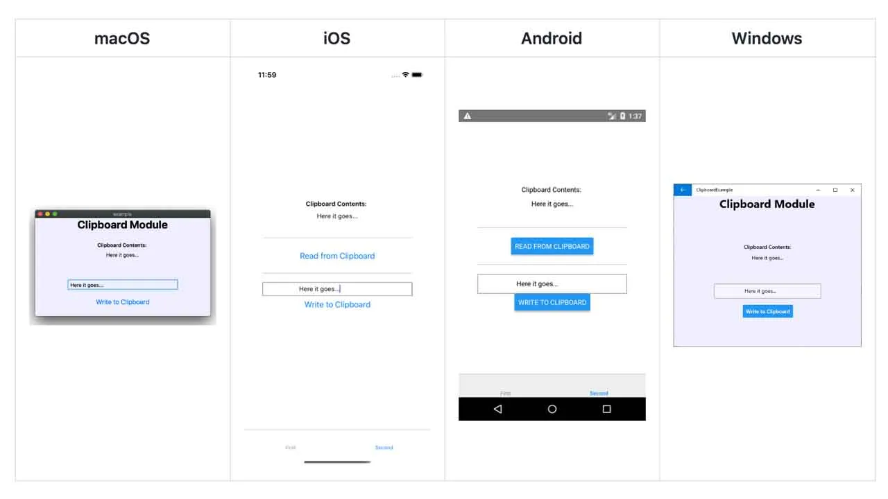 React Native Clipboard API for both iOS and Android