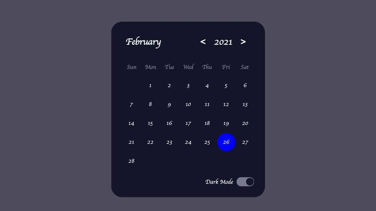 Animated Calendar UI Design