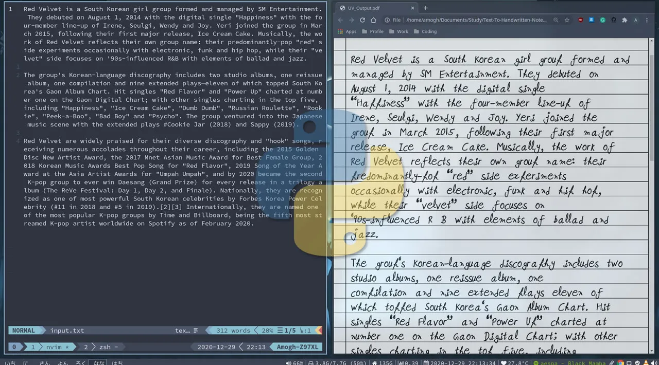 Converts Text Into a PDF Of Handwritten Notes with Python