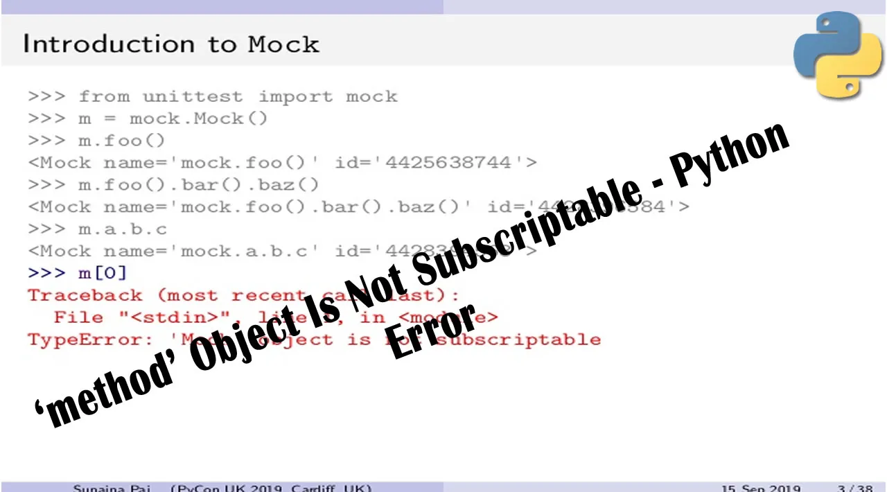 'method' Object Is Not Subscriptable - Python Error 