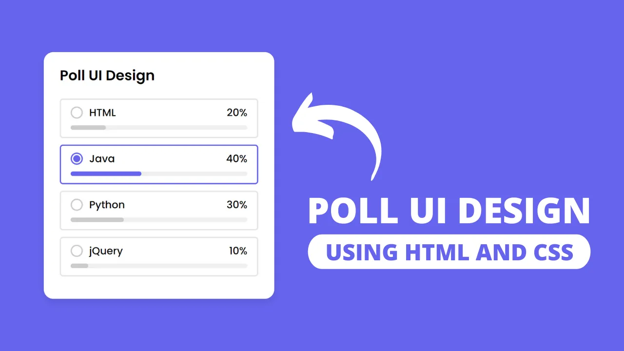 Poll UI Design using HTML CSS & JavaScript