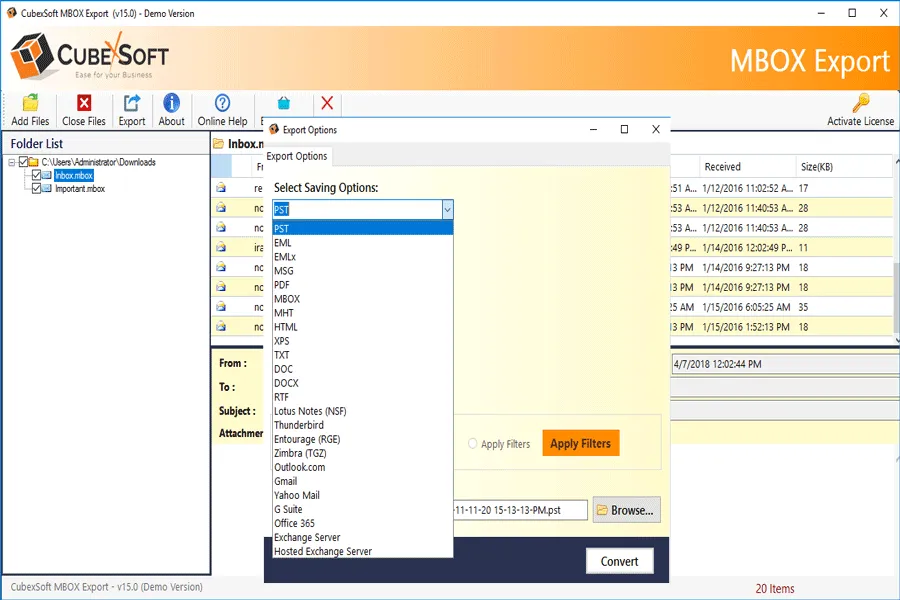 MBOX File to PST Converter – Upload / Export MBOX Emails to Outlook