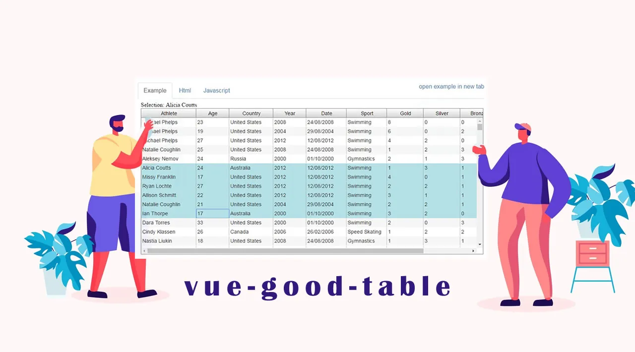 vue-good-table — Selected Rows and Grouped Tables