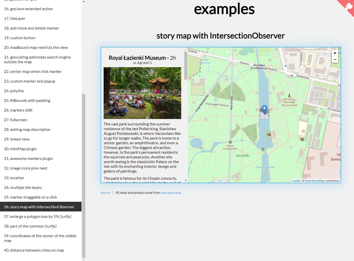 A collection of examples of leaflet map usage