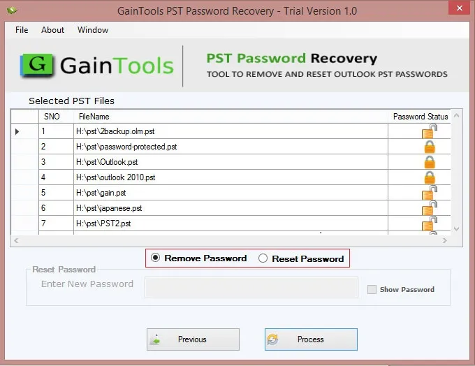 PST Password Recovery Tool – to remove and reset PST file password