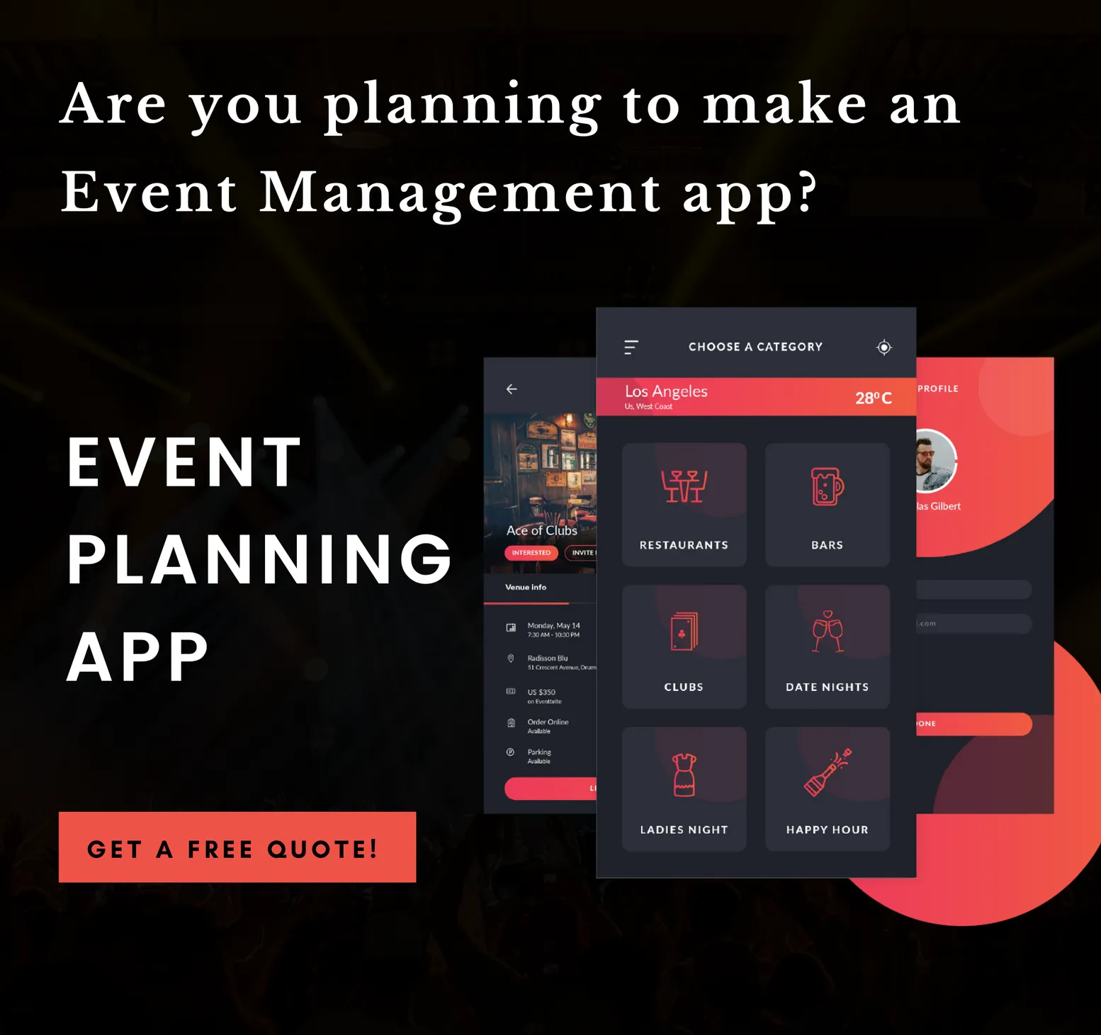 How much does it cost to develop an app for the event planning business?