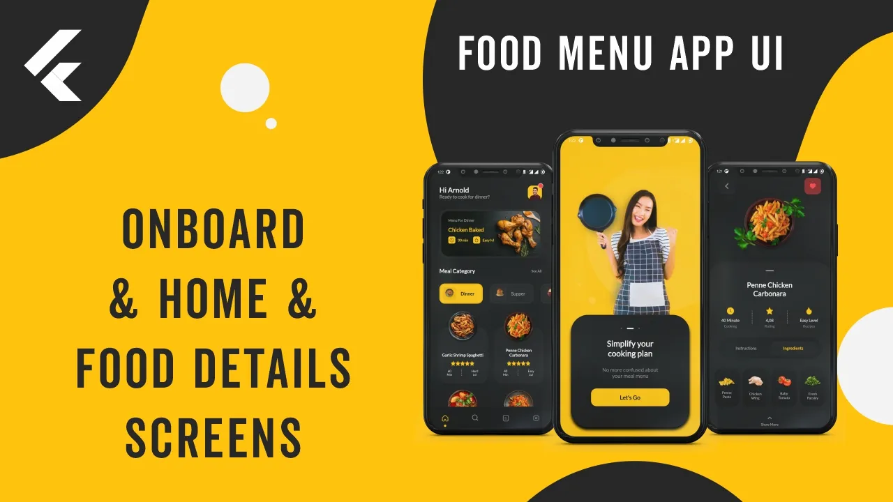 Flutter App UI | Food Menu App UI | Onboarding, Home, Food Details Screens | Speed Code