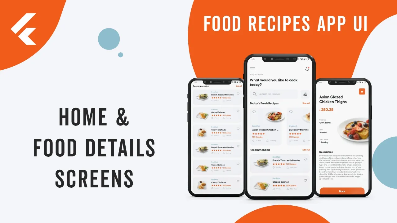 Flutter App UI | Food Recipes App UI | Home, Food Details Screens | Speed Code