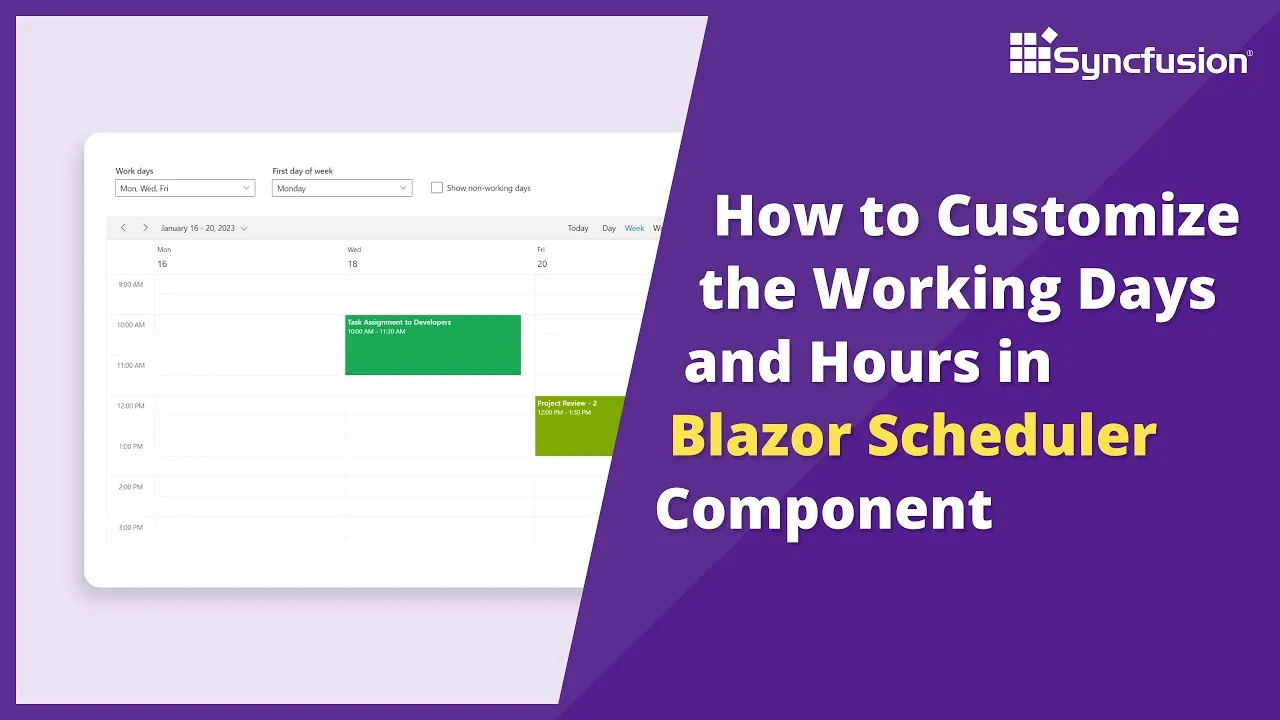 How to Customize the Working Days and Hours in Blazor Scheduler Component