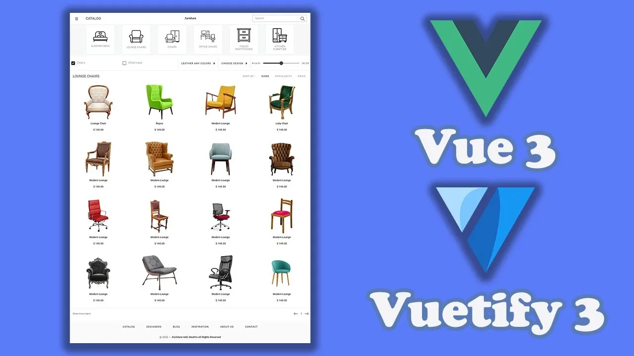 Vuejs 3 - Vuetify 3 , Create an Ecommerce Furniture Website Using HTML ...